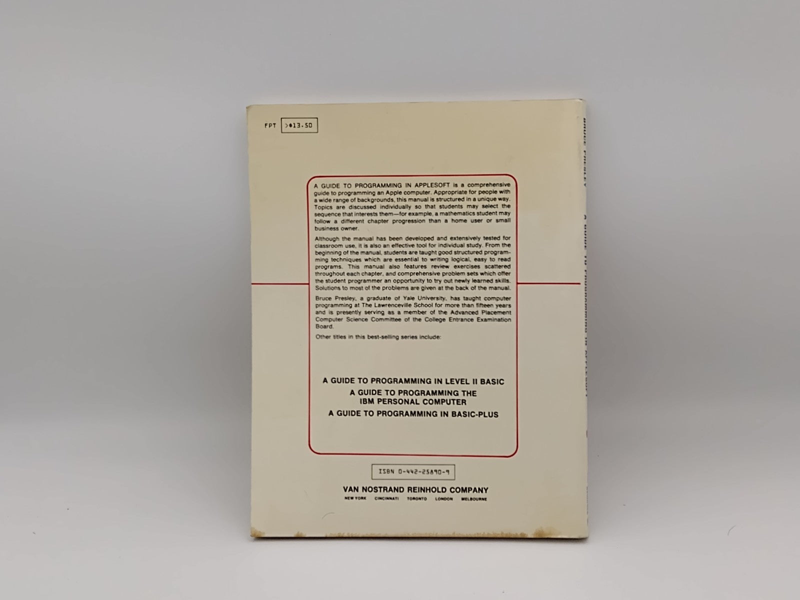 A Guide to Programming in Apple soft Manual Computer Bruce Presley 1982