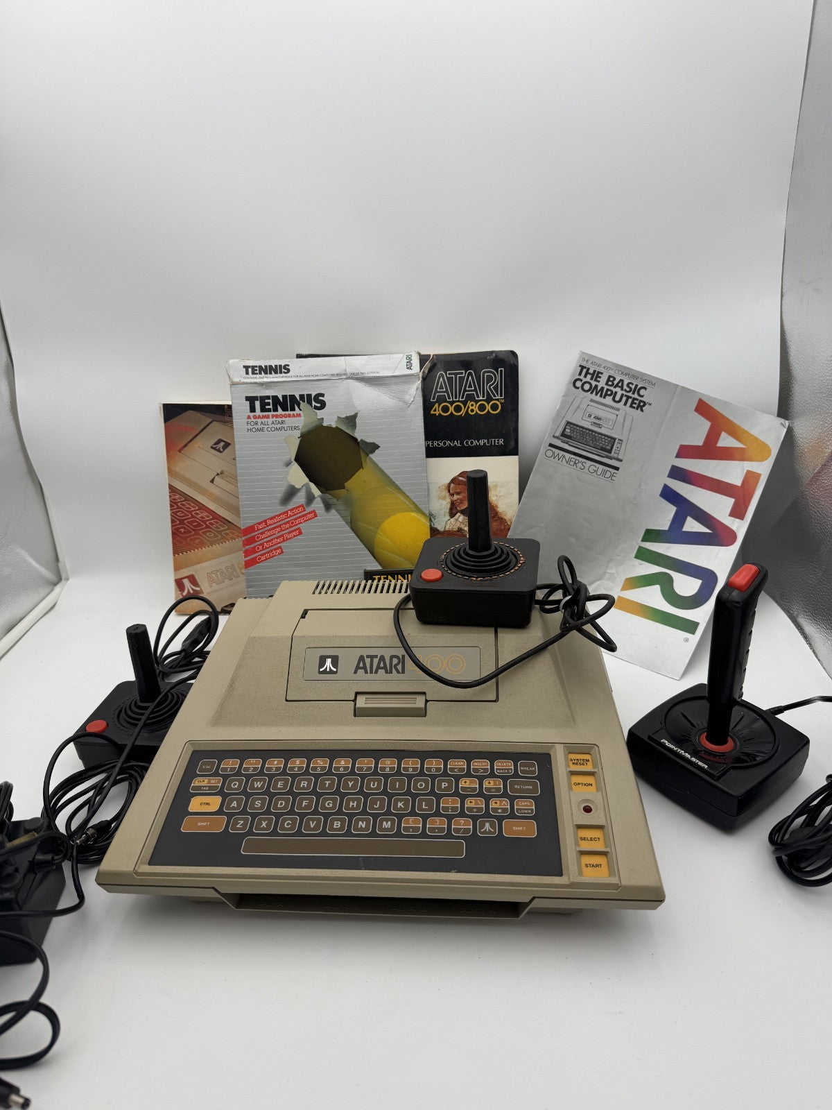 Atari 400 Bundle w/ BASIC Cartridge, Joysticks, Manuals, Tennis - Fully Tested
