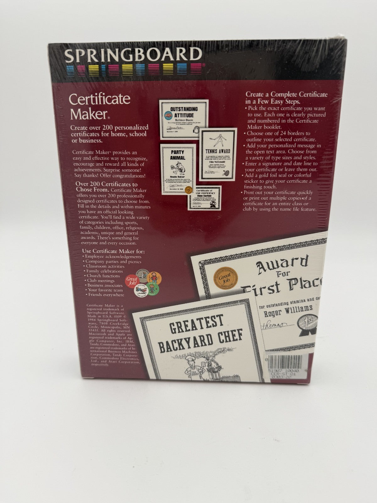 NEW Certificate Maker for Atari 520/1040 SEALED