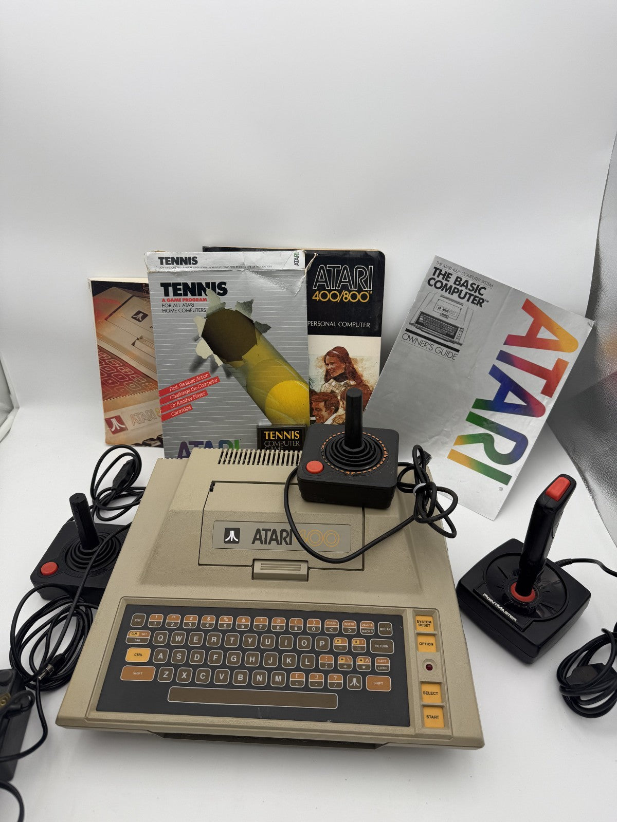 Atari 400 Bundle w/ BASIC Cartridge, Joysticks, Manuals, Tennis - Fully Tested
