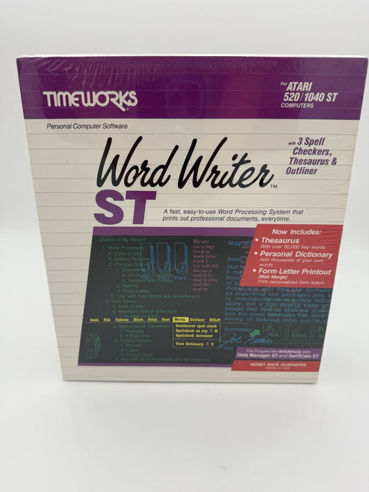 NEW Vintage Timeworks Word Writer For Atari 520/1040 ST Computer SEALED