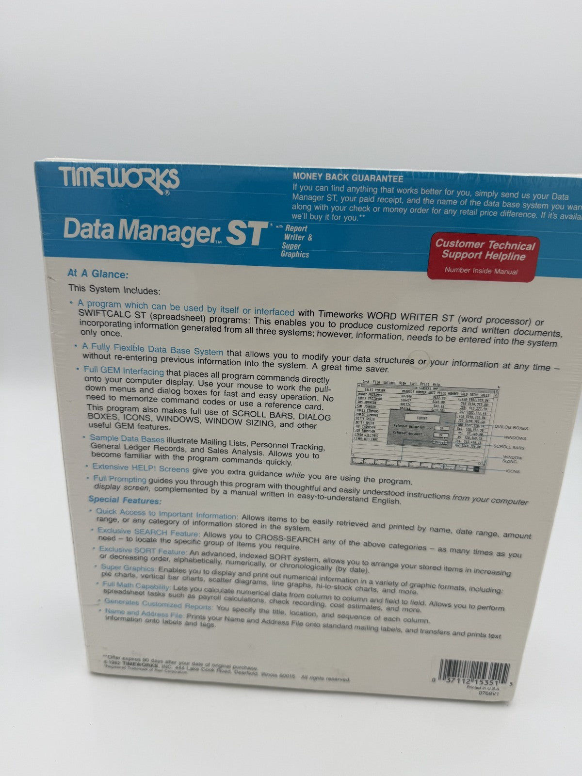 NEW Vintage Timeworks Data Manager For Atari 520/1040 ST Computer SEALED
