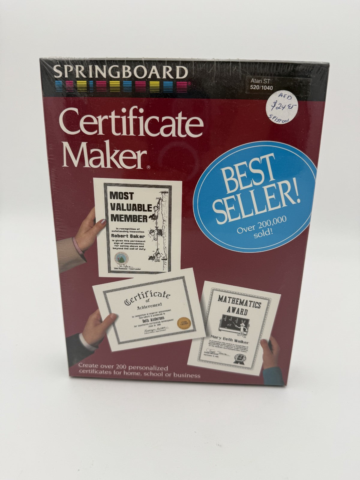 NEW Certificate Maker for Atari 520/1040 SEALED